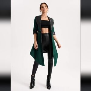 SHEIN Green and Black Trench Coat